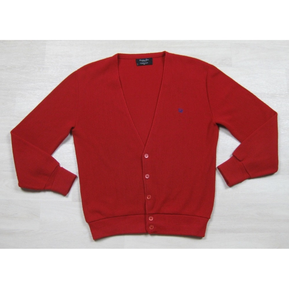 Vintage 90s Christian Dior Monsieur Cardigan Sweater Men's (M) Red Old Money USA